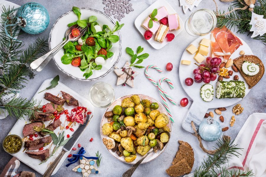 An Italian-themed dinner party spread