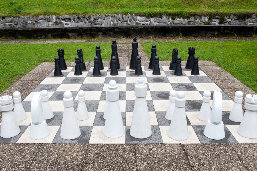 Wedding Games for Guests 16 Giant chess set used as an outdoor wedding garden game