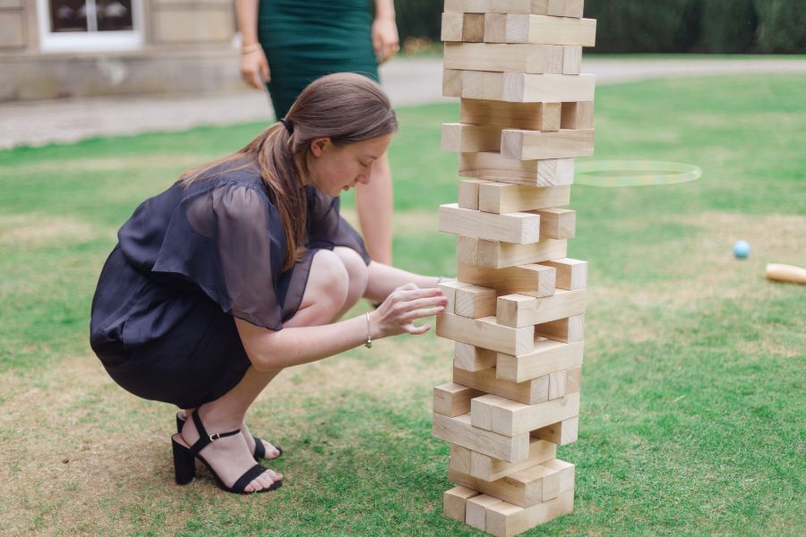 Wedding Games for Guests 5 Giant Jenga set up as an indoor and outdoor wedding game for guests