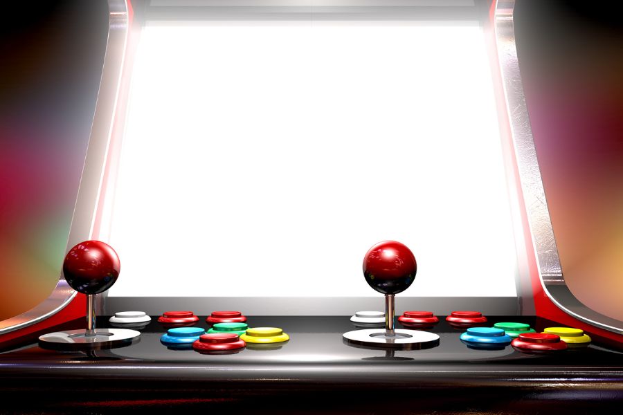 Wedding Games for Guests 29 Retro arcade games set up for the evening wedding reception