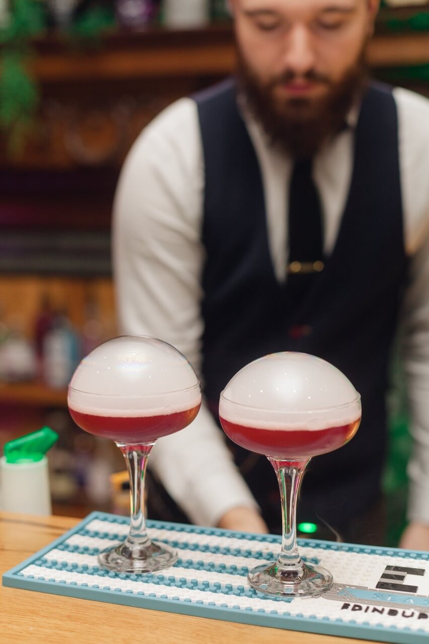 Colourful cocktails and mocktails served at a wedding reception