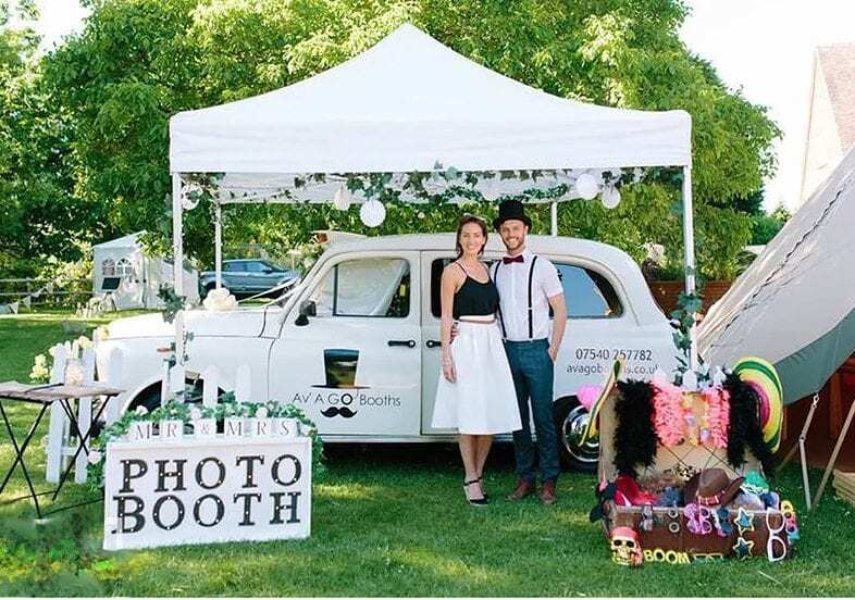 Taxi Snaps vintage black cab photo booth at a UK wedding