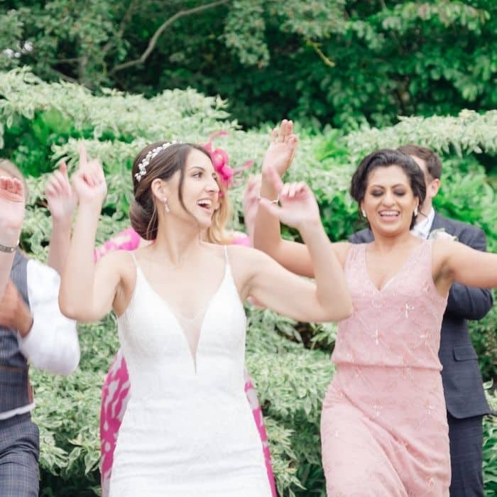 Guests competing in a wedding dance-off
