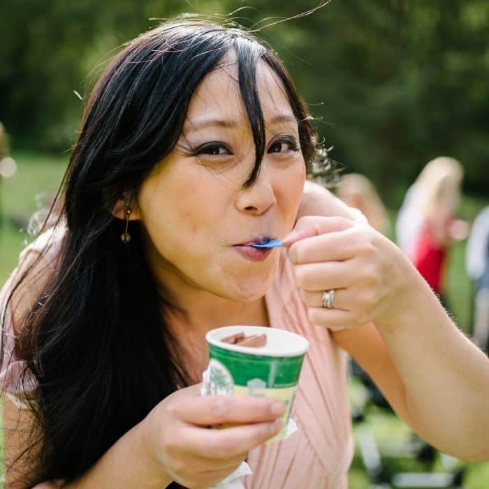 Vintage ice cream cart at a summer wedding