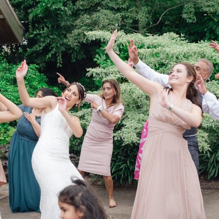 Wedding dance-off competition on the evening dance floor