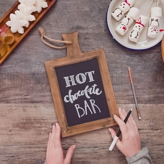 Wedding hot chocolate bar with marshmallows and flavoured syrups