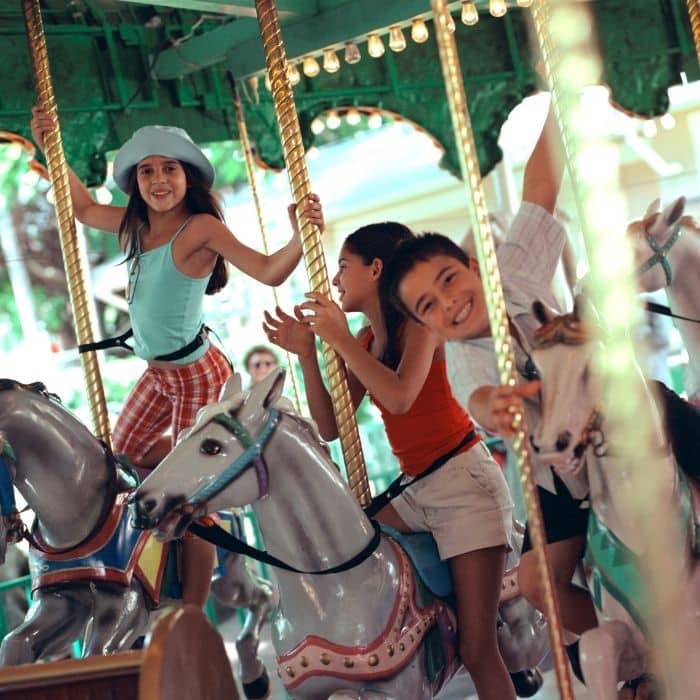 Vintage fairground carousel at a country house wedding
