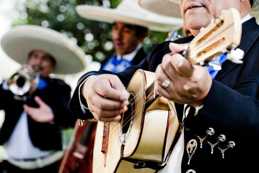 Mariachi band performing at a UK wedding drinks reception