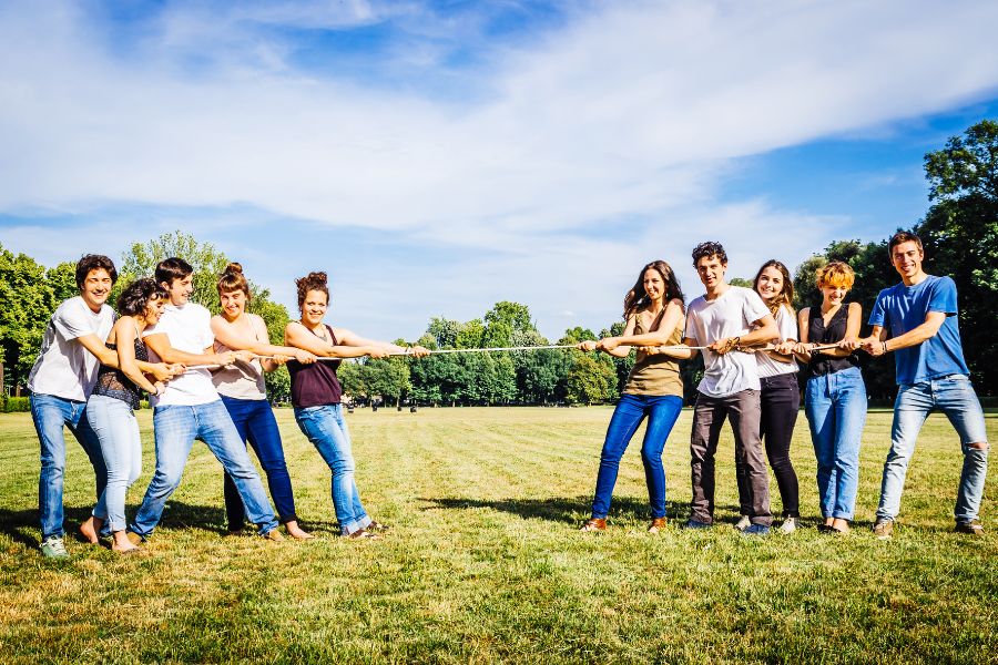 Tug of war competition at a corporate fun day