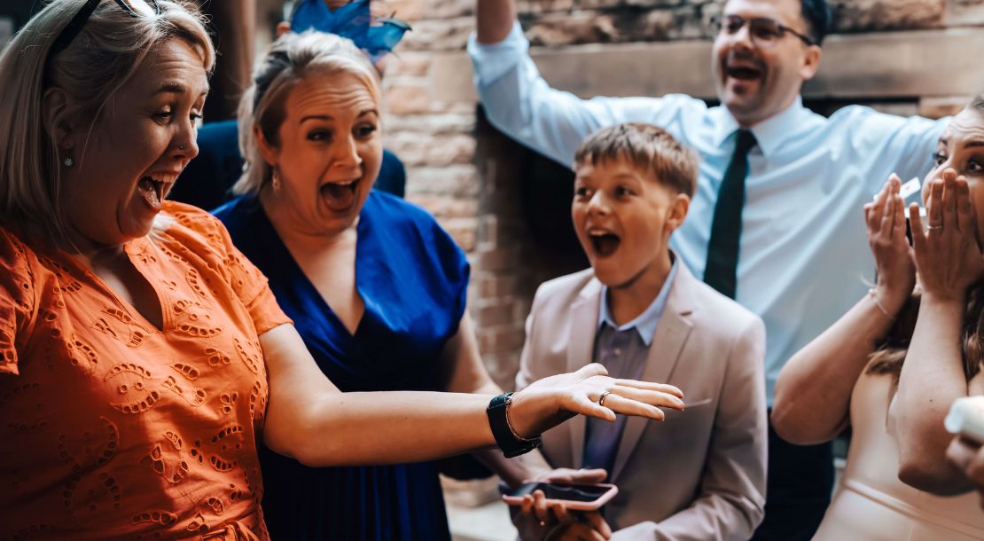 Wedding entertainment — guests amazed by magician