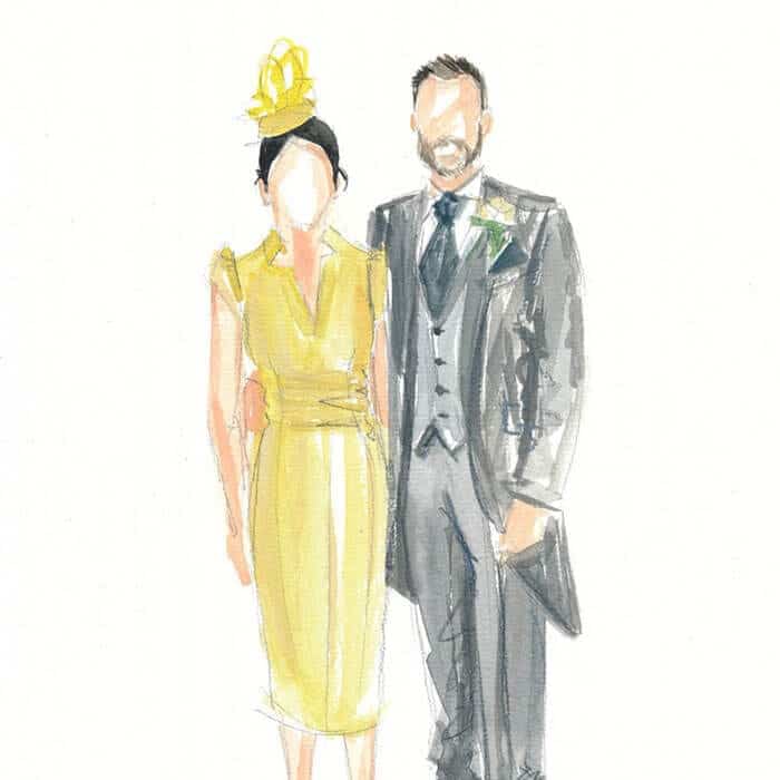 Finished wedding portrait by a live event artist