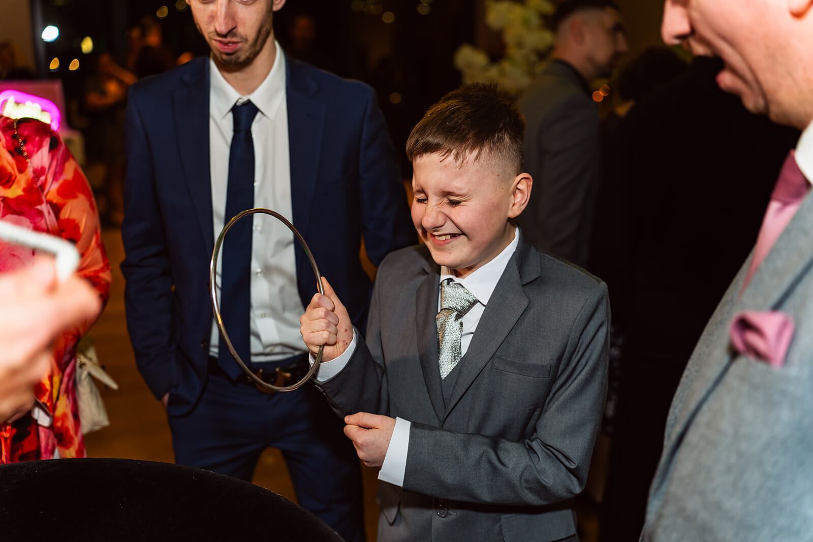Close-up magician performing at a Shropshire wedding reception