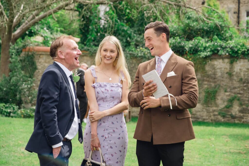 Guests arriving at a wedding reception venue