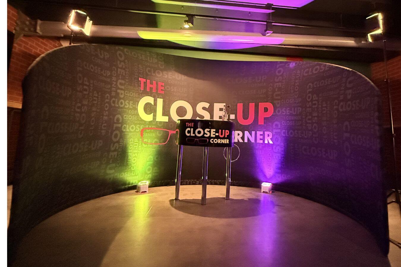 The Close-Up Corner magic booth set up at the Science and Industry Museum, Manchester