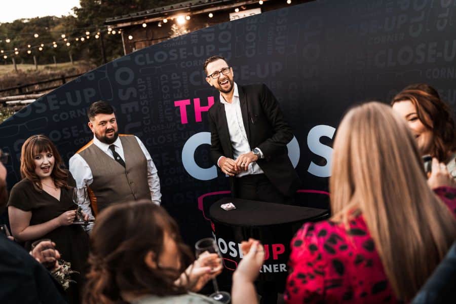 magician performing at reception