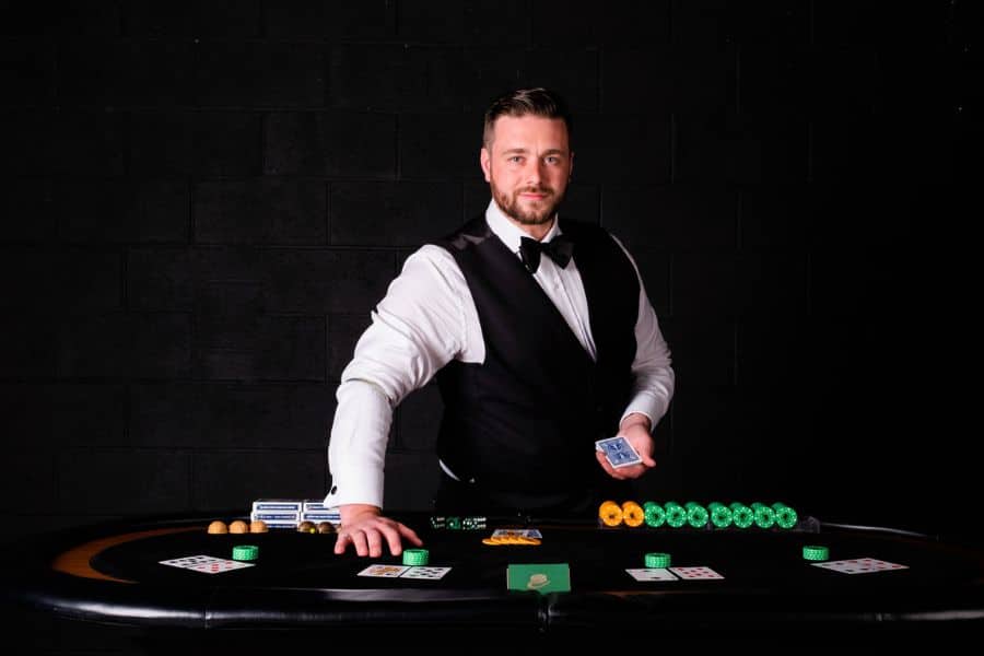 The Crooked Croupier entertaining guests