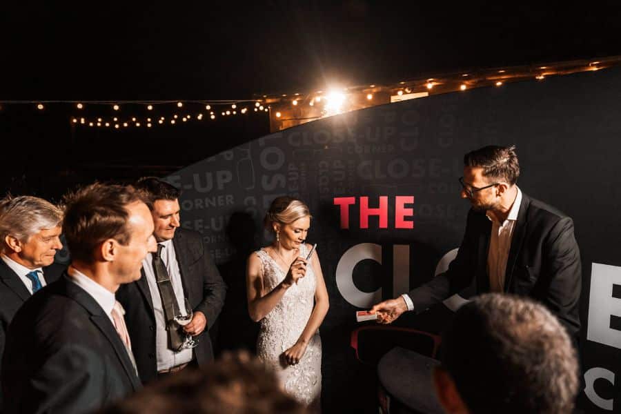 When is the Best Time to Have a Wedding Magician7 bride and magician