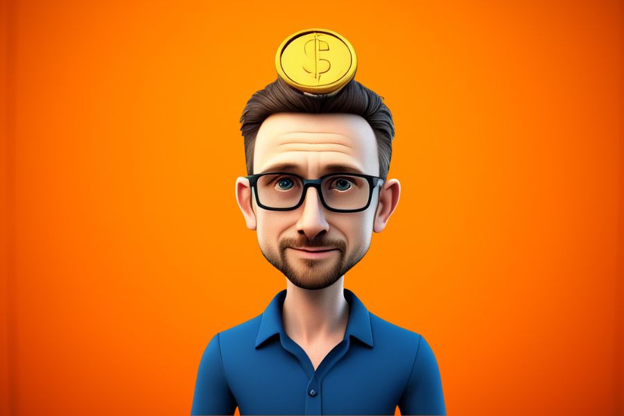 The appearing coin dropped into cupped hands