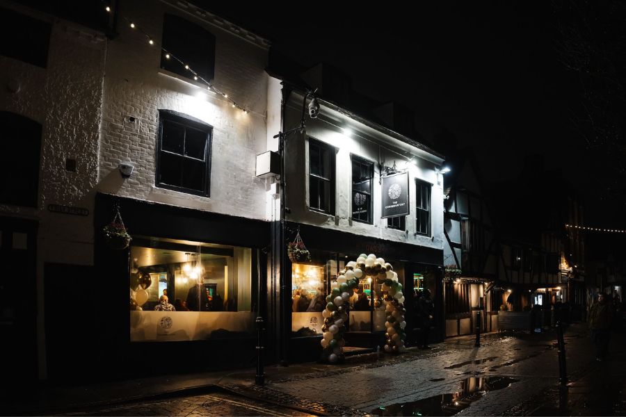 The exterior of The Conservatory cocktail bar in Worcester