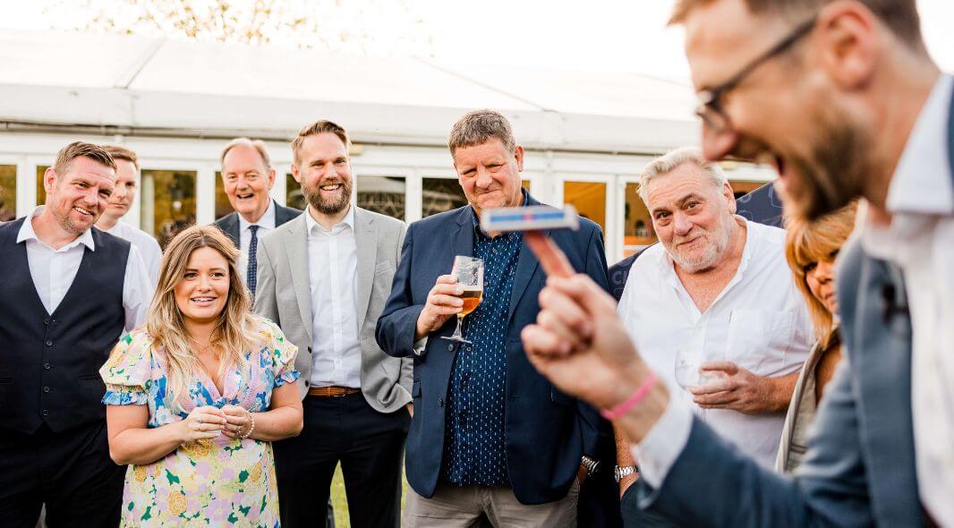 A lively group of wedding guests